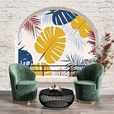 Carta Da Parati Murale Estetica moderna 3D,Per Camera Da Letto,Soggiorno,Decorazione Domestica,250x175cm Murale foglie di palma della pianta tropicale Decorazione Poster Da Parete,Curcuma