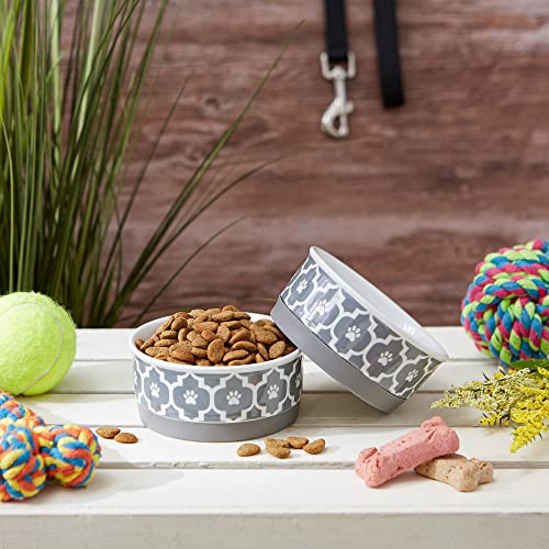 Bone Dry Lattice Collection Pet Bowl & Canister, Small Round - 4.25 x 4.25 x 2", Gray, 2 Piece, Small Set, 4.25x2" - Image 3