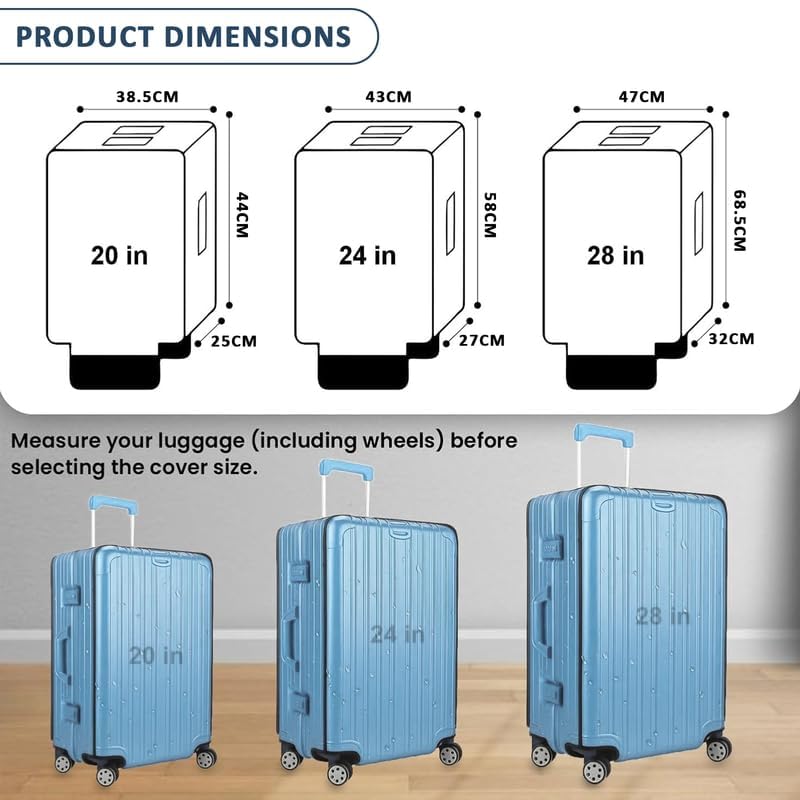 Image of Storite Transparent Suitcase Cover Set for 20, 24 & 28 in Trolley | Durable Waterproof PVC Material Protects Luggage From Dust Scratches Scuffs And Everyday Wear During Travel