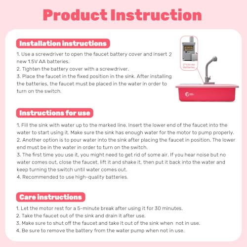 Cute Stone CS-XSC-P-NEW Color Changing Play Kitchen Sink Toys, Children Electric Dishwasher Playing Toy With Running Water,Upgraded Real Faucet And Play Dishes,Pretend Play Kitchen Toys For Kids Boys Girls thumb #5
