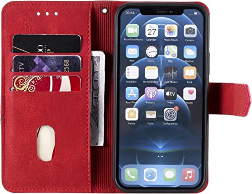 Étui portefeuille iPhone 13 Mini rouge protégeant l'écran des chutes