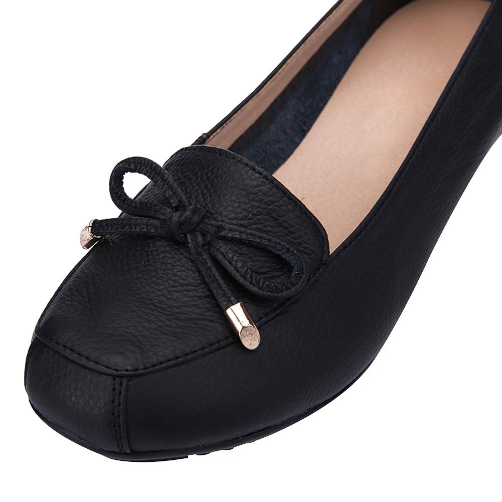 Femmes Cuir Véritable Chaussures de Confort Semelle Souple Ballerines Bas Talon Compensé Chaussons