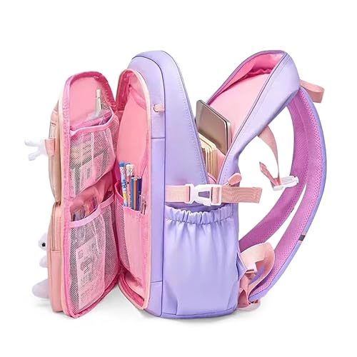 Image of Storite School Bag for Kids Girls 20L | Cute Waterproof Backpack with Chest Strap | Large Capacity Backpack with 180 Wide Opening|Bottle Pocket & Organizer | Primary Travel Bag