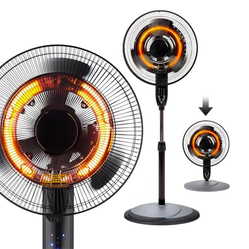 Wintem Ventilatore al Carbonio Caldo Freddo 2000/35W - Ideale per Ogni Stagione con Telecomando, Oscillazione 70° e Comodo Telecomando - 4 Livelli di Ventilazione e 2 Intensità di Riscaldamento