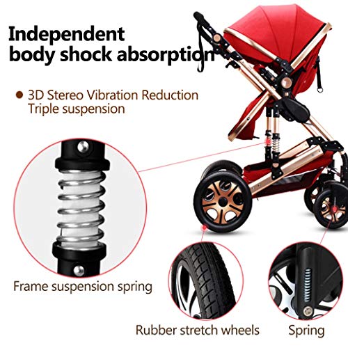Reissysteem Kinderwagen Draagbare Baby Kinderwagen 3 In 1 Kinderwagen Kinderwagen, 5-punts harnas en hoge opbergmand - Afbeelding 4