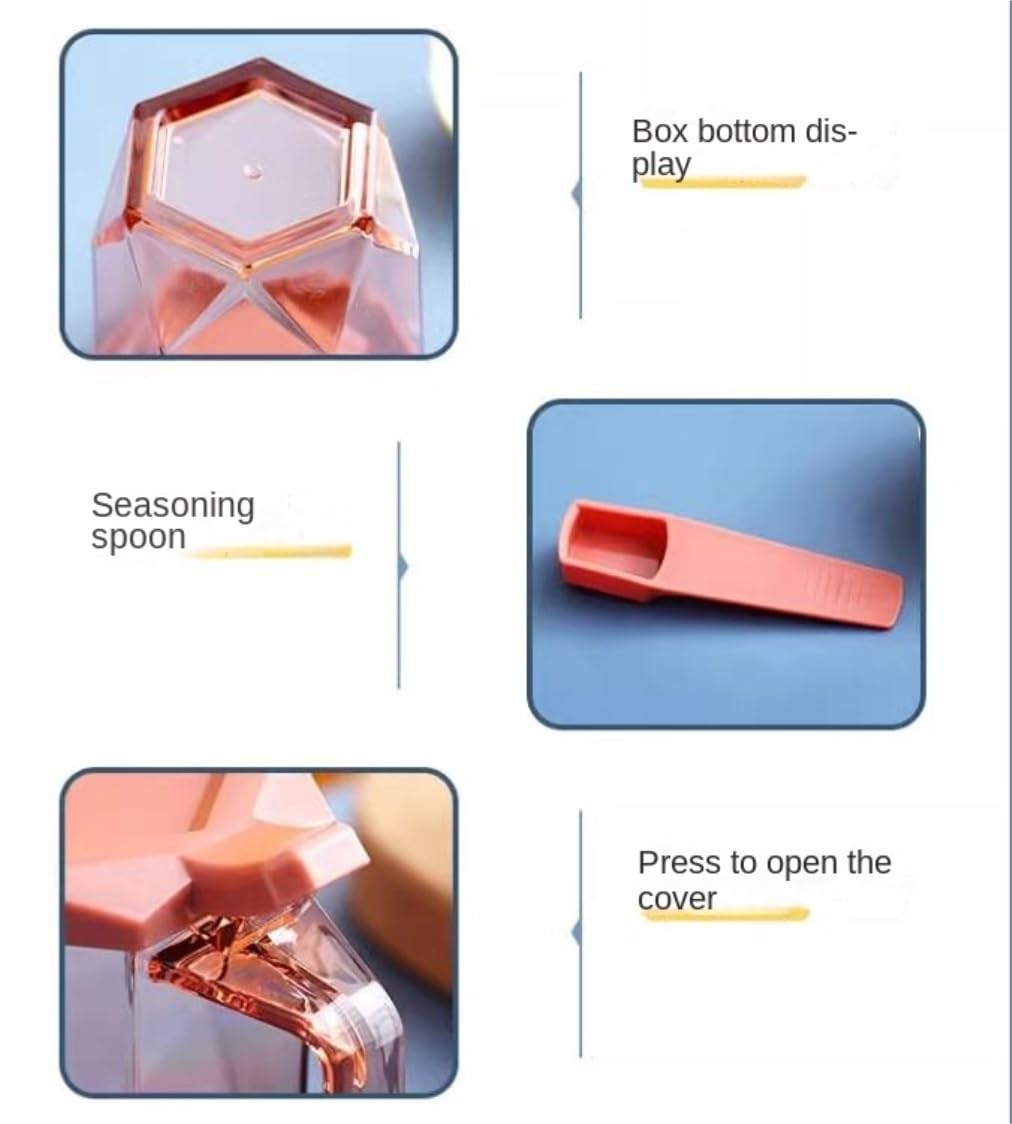 Gewürze Aufbewahrung Gewürzglas-Set, Salz- Und Pfefferstreuer, Gewürzglas, Salzstreuer Mit Löffel, Transparent Für Die Küche Gewurzglaeser Gewürzglas(Pink,3Pieces)