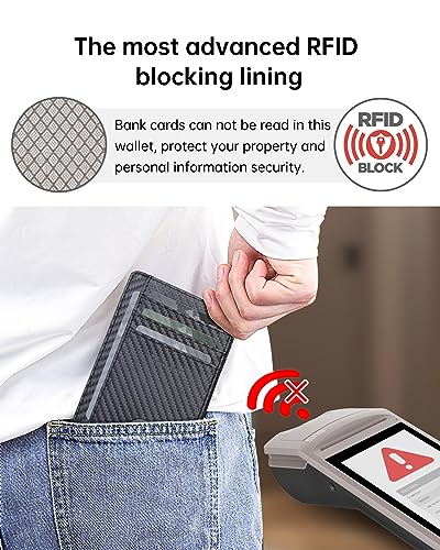 Image of Teskyer Slim Minimalist Wallet for Men, RFID Front Pocket Card Holder | Ultra Slim Front Pocket Design, 8 Card Slots, RFID Protection, Smooth Faux Leather for Everyday Carry