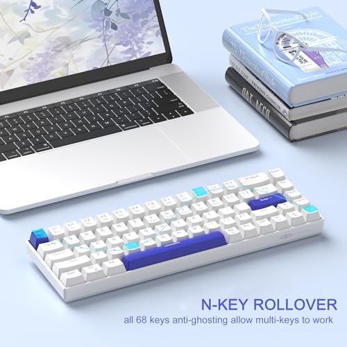 Image of MageGee Portable 60% Mechanical Gaming Keyboard, RGB Backlit Compact 68 Keys Wired Mini Keyboard for Laptop PC Mac, Hot Swappable, Blue Whale Switch - White