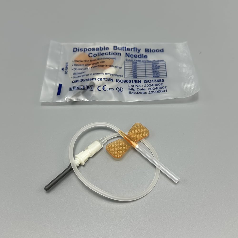 Veterinary Butterfly Shaped Blood 25g Collection Needle, Winged Blood Collection Needle (50PCS)