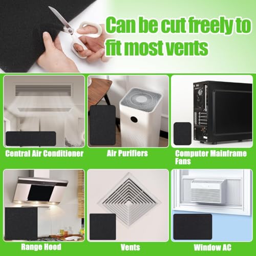 Image of HASTHIP 15.7x27.5 Cuttable Air Conditioner Filters - Washable Reusable Foam Pad Pre Filter Carbon Filter Sheet Roll for Air Purifiers Window AC Air Vent and More - Charcoal Filters Remove Odors