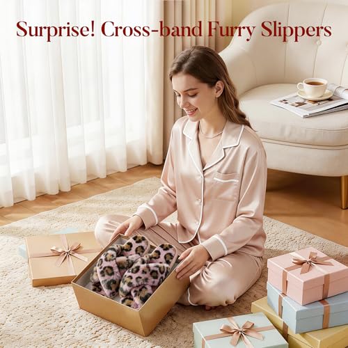 Image of Ankis Women's Fuzzy Slippers Cross Band Memory Foam Open Toe Comfy Soft House Shoes Anti-Slip Indoor Outdoor Gifts for Women