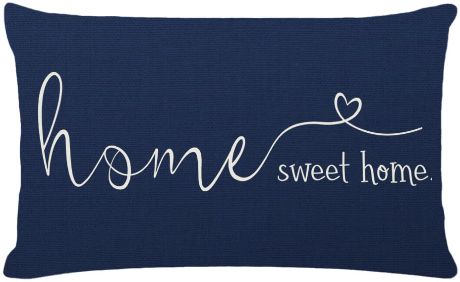 Cuscino Lombare 'Home Sweet Home' Per Divano O Letto - Federa 30x50 Cm In Lino E Poliestere