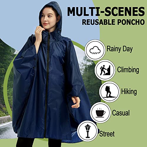 Image of salamra Rain Poncho Jacket - Hooded Waterproof Raincoat with Pocket for Women Men Adults