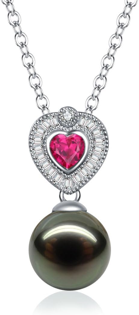 NONNYL Tahitian Black Pearl Necklace - Women's Elegant Fine Jewelry Gift for Wife, Mom, Birthday, Anniversary, Mothers Day, Valentines Day, Christmas