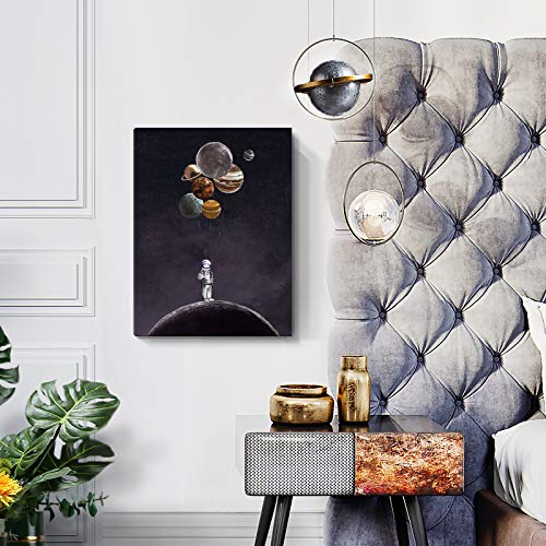 Inspirational Wall Art For Office Outer Space Decor Motivational Canvas Print Astronaut Holding Planet Creative Picture Framed Artwork For Bathroom Bedroom Kids Girls Boys Childrens Room 12X16Inch #TOP2