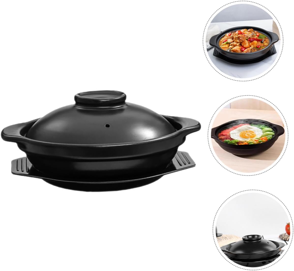 PRETYZOOM 1set Ramen Pot Stew Pots Lids Rice Lid Ceramic Casserole Ceramic Cookware Multi-functional Capacity Home Restaurant Portable Kitchen Soup Large Capacity Easy to Carry