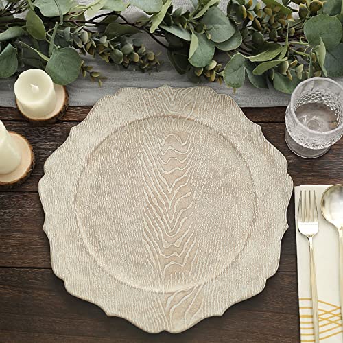 Tableclothsfactory 6 Pack | 13" Rustic White Wooden Textured Acrylic