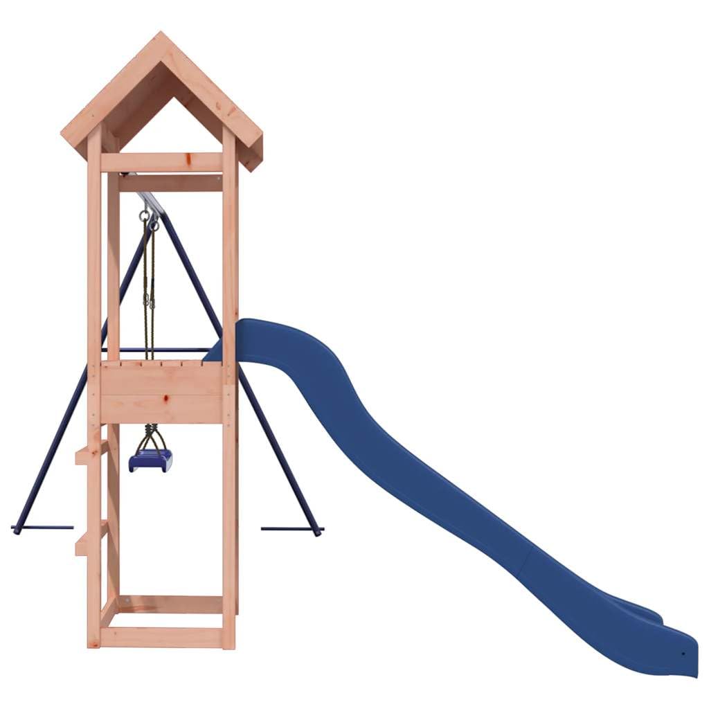 vidaXL Spielturm, Klettergerüst mit Rutsche Schaukel, Kinder Kletterturm mit Holzdach, Spiel-Zubehör für Garten, Holz Spielplatz, Massivholz Douglasie