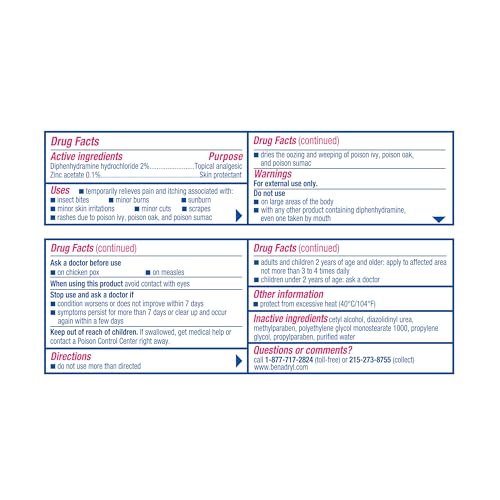 Benadryl Extra Strength Itch Stopping Cream, Diphenhydramine HCl, 1 oz | Zinc Acetate Skin Protectant, Topical Analgesic Cream, Anti-Itch Ointment, Insect Bite & Sunburn Relief - image 8