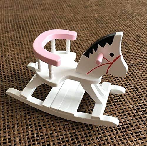 Escena para adultos 1:12 casa de muñecas en miniatura, silla mecedora de caballos de madera, puede sacudir, paisaje de memoria que vale la pena comprar 3