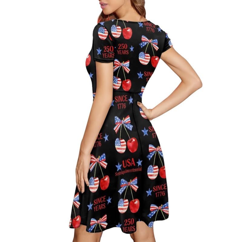 Image of Irisjudy T Shirt Dress for Women Short Sleeve Girls Short Sleeve Dress Plus Size, O Neck Knee Length Midi Dress for Ladies