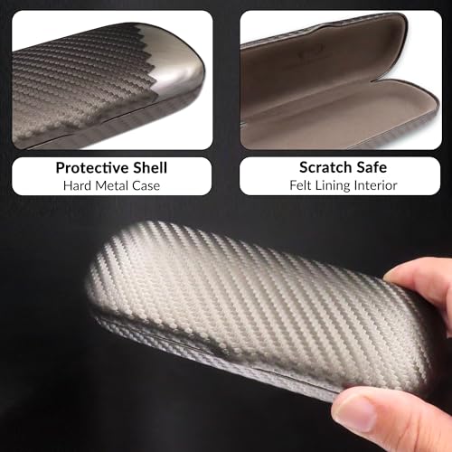 Image of MyEyeglassCase Men Small Glasses case - Eyeglasses Hard Shell Holder Pouch & Cloth-Reading Slim & Narrow Case Heavy Duty