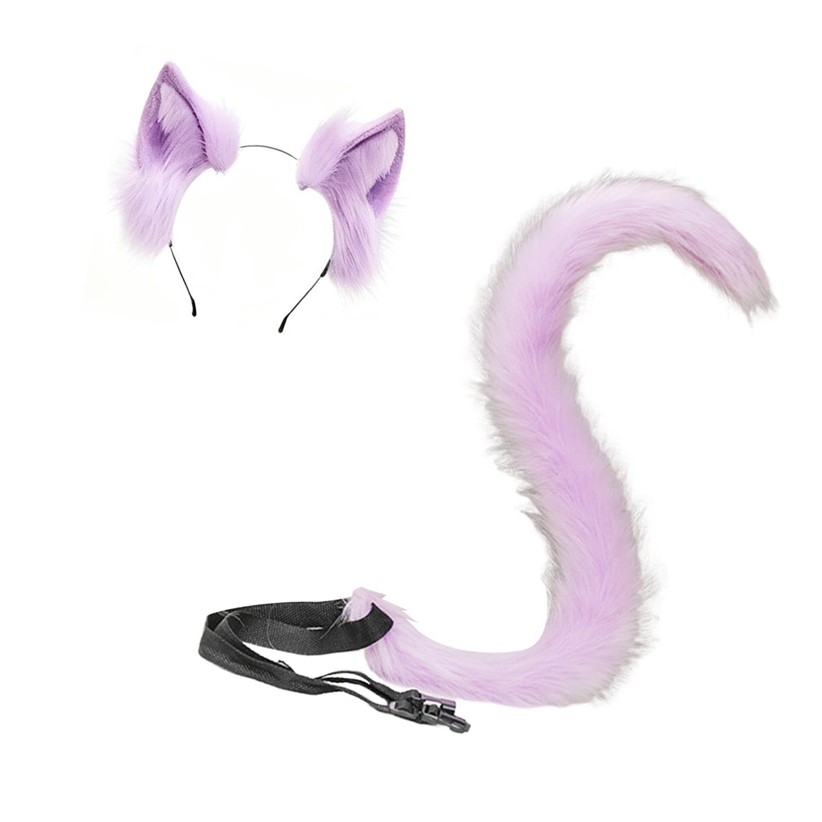 Baoblaze Set di Orecchie e Coda di Gatto, Accessori per Foto, Accessori per Animali per Travestimenti, Oggetti di Scena Natalizi, Viola