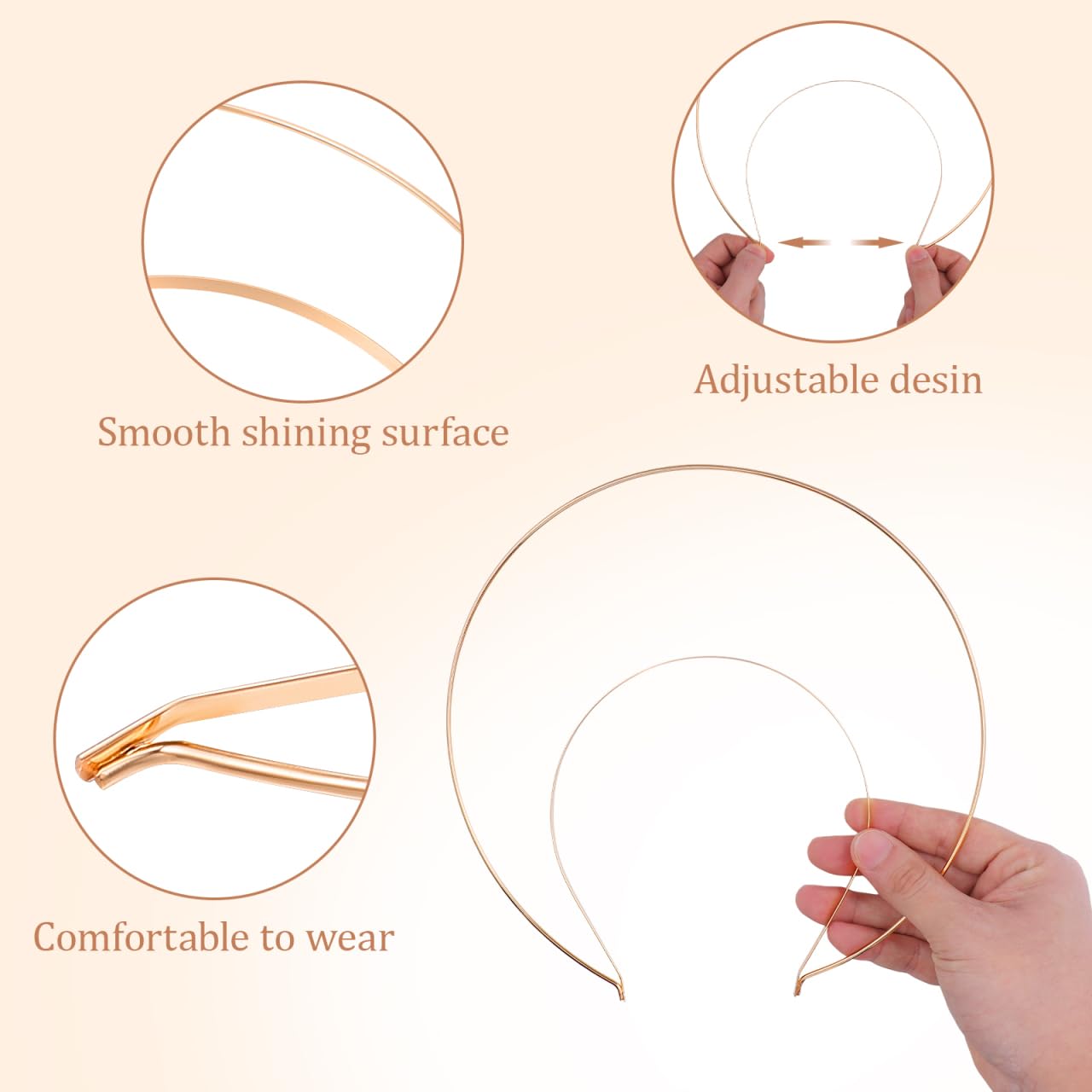 Housoutil Double Crown Headband 2-Pack Metal Halo Headbands for Women and Girls Gold and Silver Double Row Comb Wedding and Party Hair Accessories - Image 5