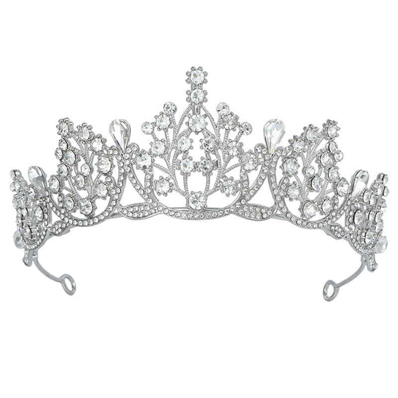 ANZONGYI Un par de hermosas coronas de boda de cristal, ligeras y brillantes, corona de novia, tiara elegante, diseño de cristal, tiara plateada, corona de cristal para mujer, espalda, Concha