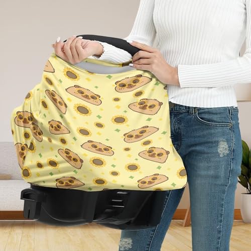 Image of Capybara Nursing Cover Breastfeeding Scarf Multi Use Infant Stroller Canopy for Family Friedns, Lightweight Nursing Cover Up for Breastfeeding
