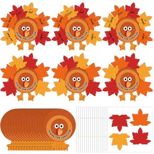 ForraFun 24 Sets Religious Thanksgiving Crafts Kits Christian Turkey Arts