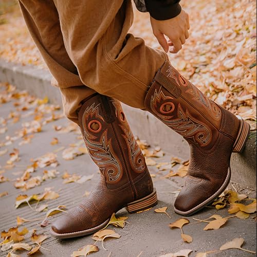 Cowboy Boots For Men Western Retro Embroidered Square Toe Boots Hand Painted Classic Resistant Leather Boot2