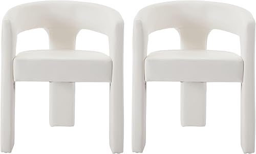 Miniatura 12 de VESCASA Silla de comedor de barril de lino con respaldo abierto, sillón lateral tapizado moderno con 3 patas para cocina, comedor, sala de estar, 1