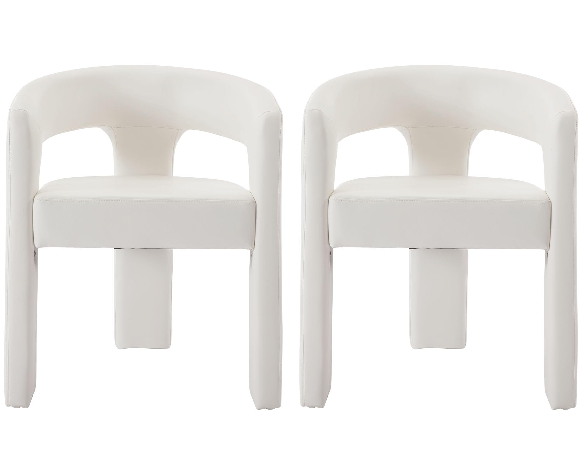 VESCASA Faux Leather Barrel Dining Chair with Open-Back, Upholstered Modern Accent Side Armchair with 3 Legs for Kitchen/Dining Room/Living Room, Set