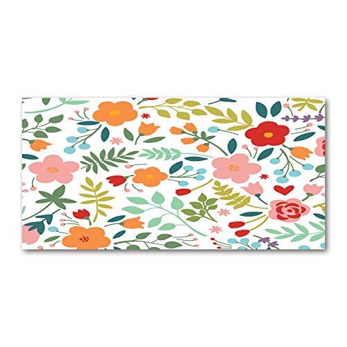 Crédence de cuisine en verre trempé 100x50 cm fond de hotte fleurs multicolores