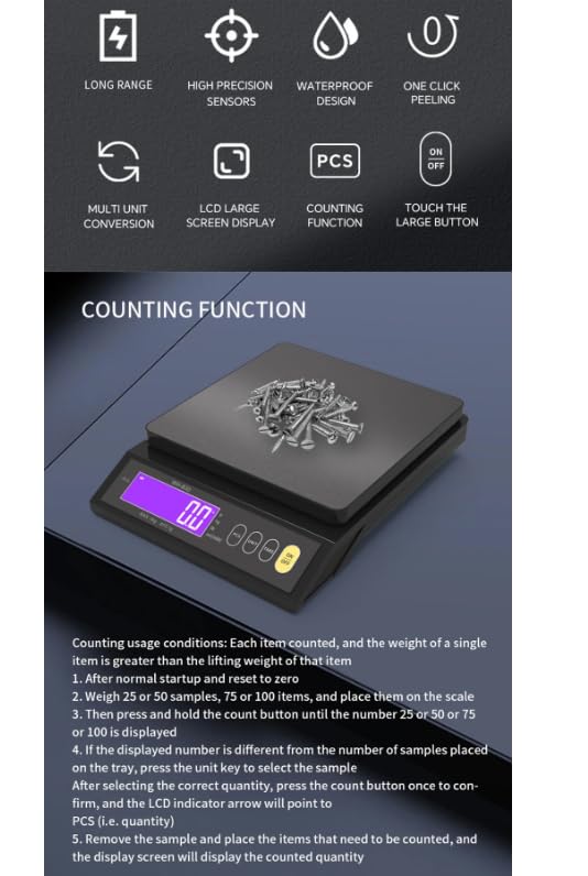 Scale demonstrating counting function with small items