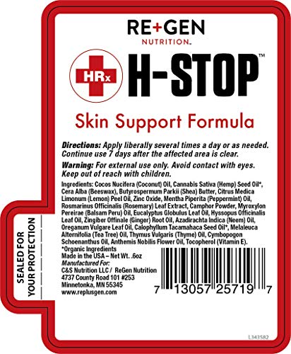 H Stop Defense And Support For Clear Skin 100% Natural! Peppermint Oil, Shea Butter, Zinc, Tea Tree, Coconut Oil .5 Oz #TOP7