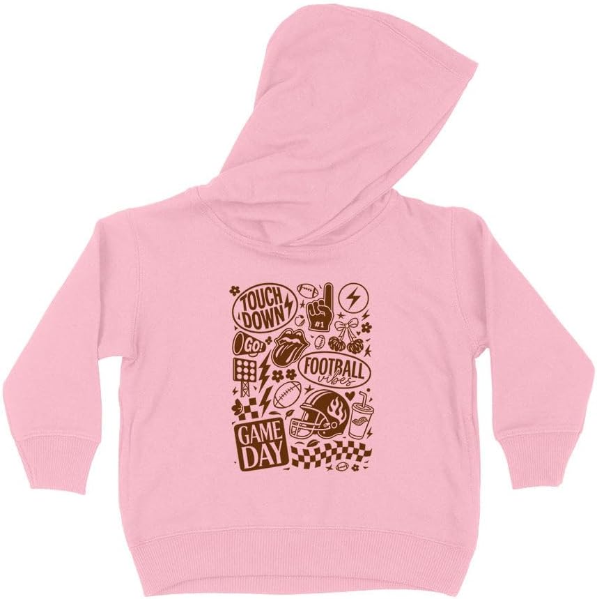 Brown Touchdown Football Game Day Kids Hoodie Sweatshirt Toddler