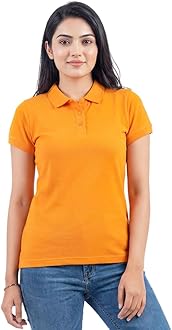 Womens Polo Collar Neck T-Shirt Top (Design: Solid)
