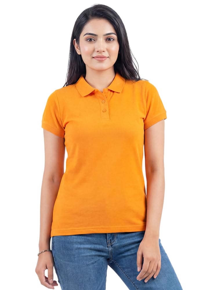 Womens Polo Collar Neck T-Shirt Top (Design: Solid)