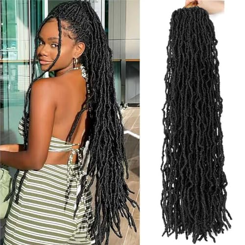 6 Packs 30 Inch Soft Locs Crochet Hair Pre Looped Faux Locs Crochet Braids Goddess Locs Dreadlocs Synthetic Hair For Black Women (1B, 30 Inch (Pack of 6))