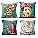 Cekell Meksykańska słynna kobieta malarz autoportret poszewka na poduszkę 4 sztuki poduszki na sofę, bawełniana poszewka na poduszkę podrzędną, pokrowiec na fotel samochodowy, 45 x 45 cm