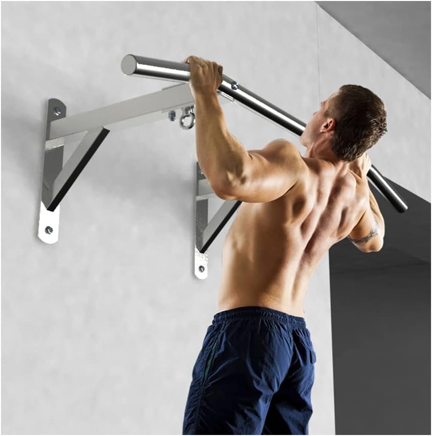 Pull Up Bars Stainless Steel Chin Up Bar, Garage Corridor Wall- Mounted Strength Training Bar, Sandbag Resistance Belt Hanging Fitness Bar, Safe Load 300kg
