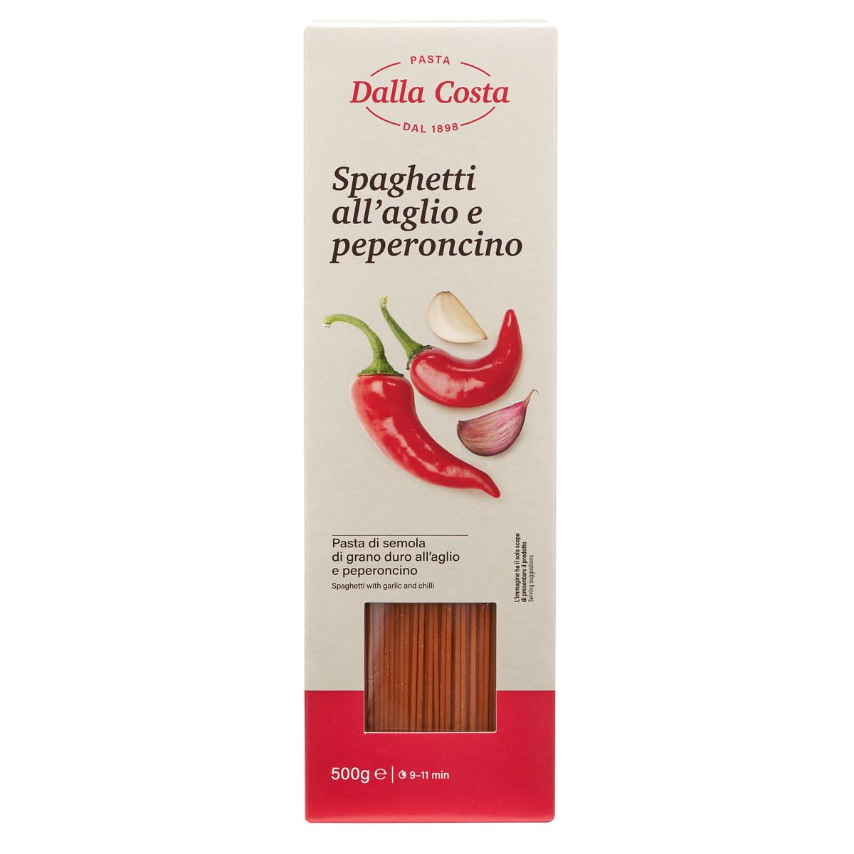 Dalla Costa Espaguetis de ajo y pimiento rojo paquete de ahorro 20x500 gramos