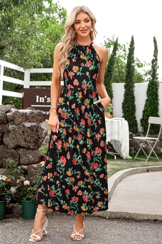 Image of KILIG Women's Summer Floral Beach Flowy Split Maxi Long Dresses