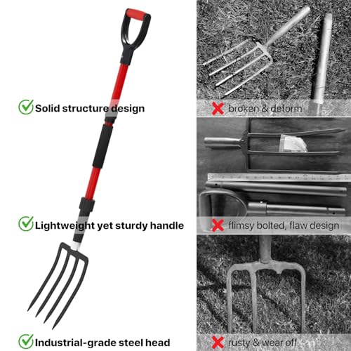 image for COSITA Pitch Fork for Garden, 44-Inches Pitchfork with Fiberglass Hand