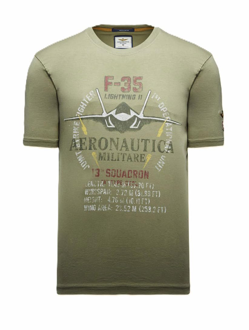 Aeronautica Militare Men's Green T-Shirt Ts2536uj00641 - T-Shirts - L - Tops