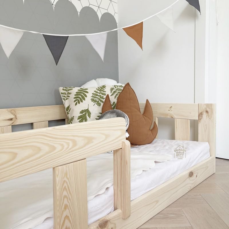 Cama Infantil 60x120 Madera Natural - Baja para Niños - Estable y Acogedor