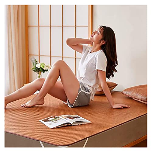 Summer Sleeping Mat Summer Summer Mat Rattan Mat Ice Silk Mat 1.8m Bed Foldable Straw Mat Single 1.5 Three Piece Soft Mat Non Slip Strap Design Pregnant Women, All Ages (C 0.9m)