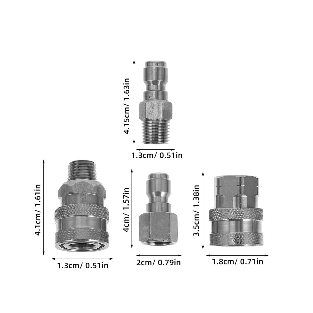 Cabilock 8 acopladores hidráulicos de conexión rápida para Tractor, acopladores de válvula de Asiento de Bola de 1/4", Rosca NPT de 3/8", Accesorios de Conector de tubería para
